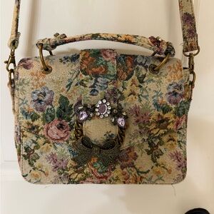 ALDO Floral Tapestry Bag with Jewel Accent